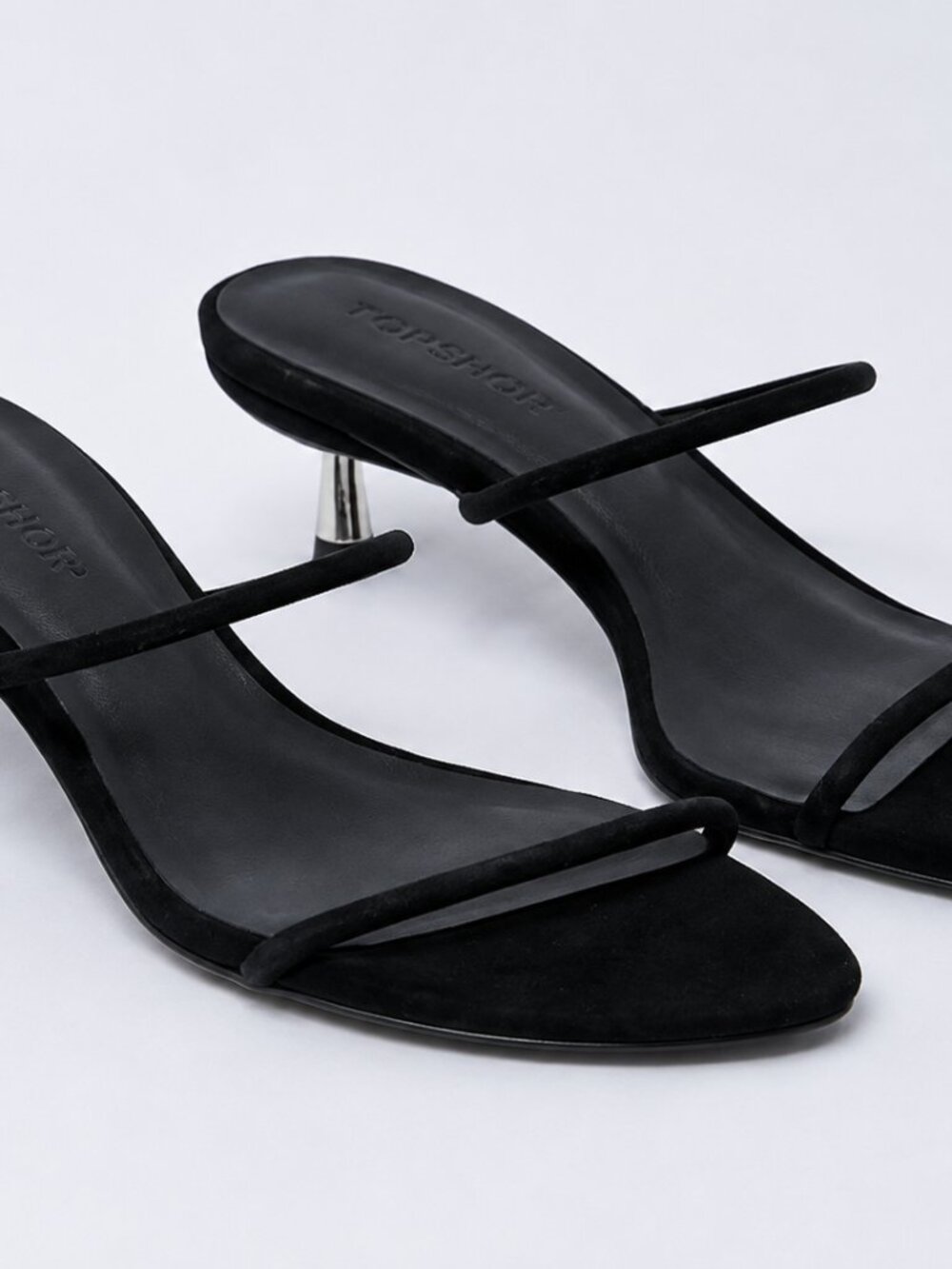 Topshop Black Strappy Kitten Heel Sandals – Women’s US 8 / EU 39